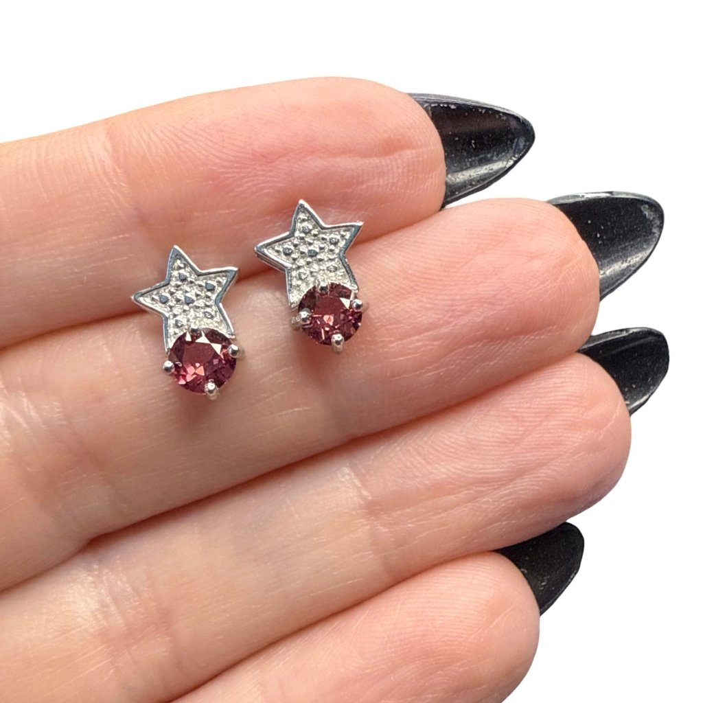 Garnet Red Earrings Star Dangle Jewelry Fashion Accessories Women's New